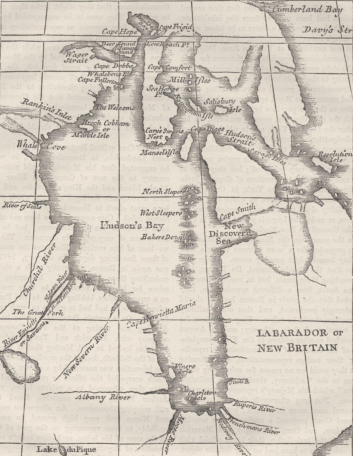 NEW YORK. Hudson's bay(From Dobbs, 1744) c1880 old antique map plan chart